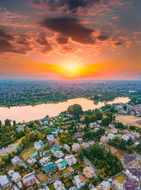 Scenic view of sea against sky during sunset in kashmir