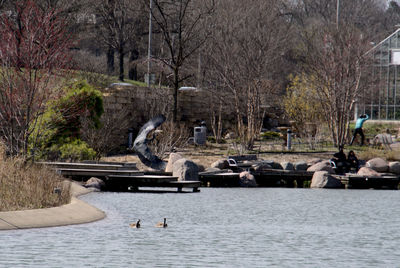 View of boats in river