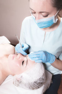 Midsection of woman working