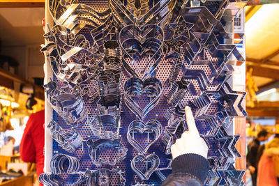 Close-up of illuminated decoration hanging at market stall