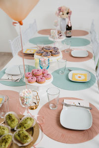 High angle view of food on table