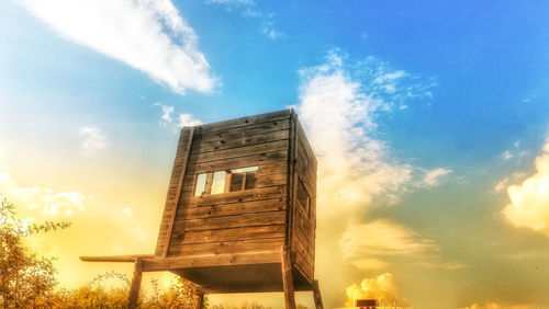 Low angle view of old building against sky