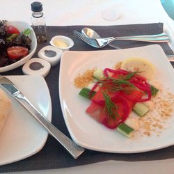 Close-up of salad in plate on table