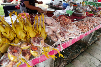 High angle view of vegetables for sale in market