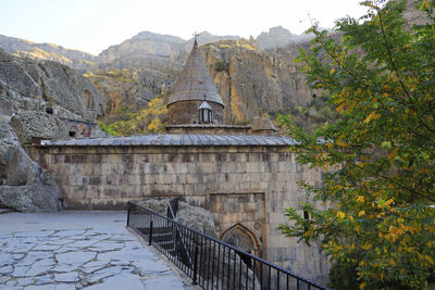 View of a building with mountain in background