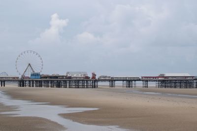 Blackpool beach and central pier