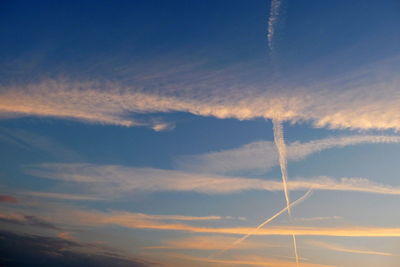 Low angle view of vapor trail in sky