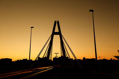 Silhouette of road at sunset