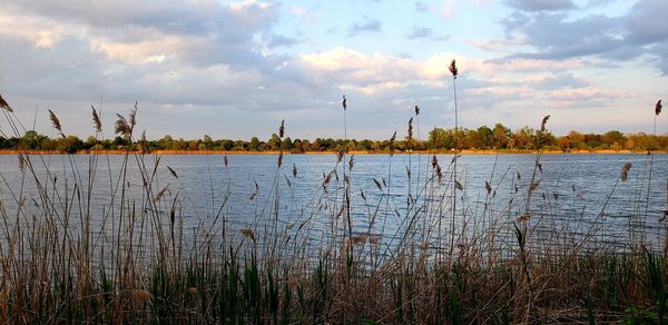 Scenic view of lake against sky