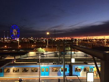 View of illuminated city at night