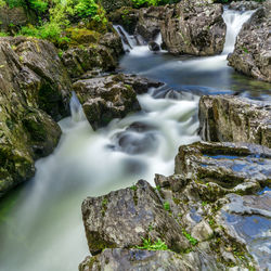 The waterfall at betws-y-coed in wales, uk