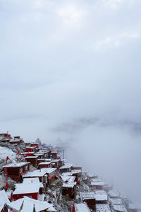 Aerial view of city during winter