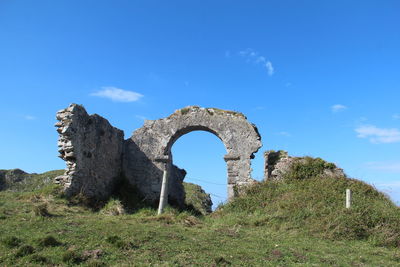 Old ruins against clear blue sky