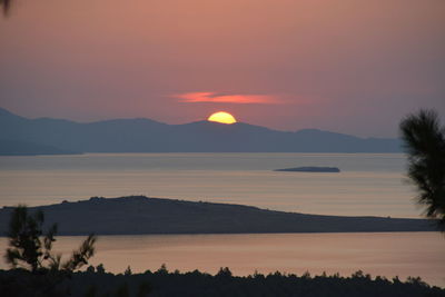 Scenic view of lake during sunset