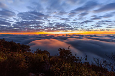 Scenic view of dramatic sky during sunset