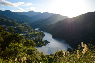 Scenic view of mountains against sky
