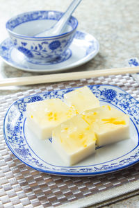 Close-up of breakfast in plate