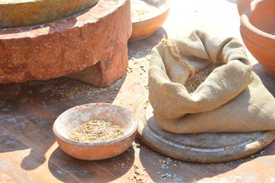 Close-up high angle view of food for sale