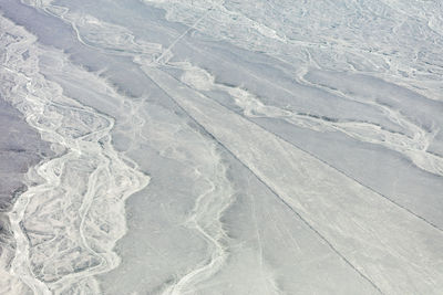 High angle view of snow covered landscape