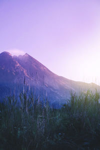 Scenic view of mountains against clear sky