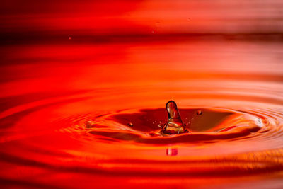 Close-up of drop splashing in water