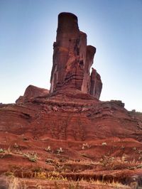 Rock formations on landscape against sky