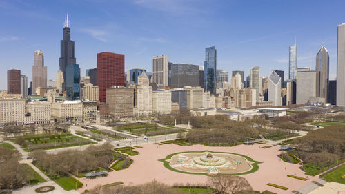 Aerial view of buildings in city