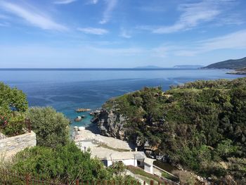 High angle view of sea against sky