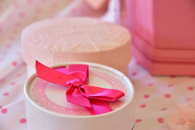 Close-up of decorations on table