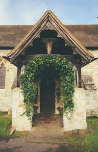 Entrance of historic building against sky