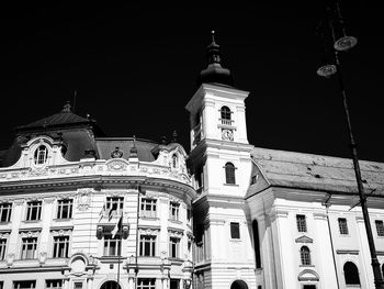 Low angle view of building at night