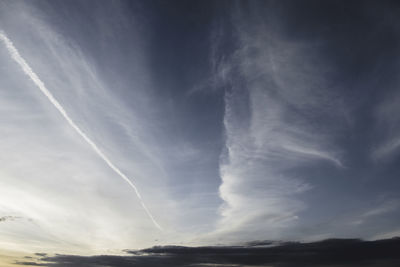 Low angle view of vapor trail in sky