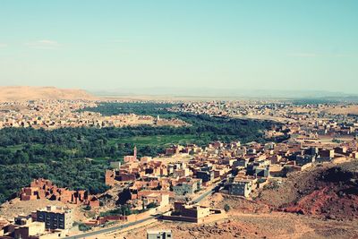 High angle view of townscape against sky