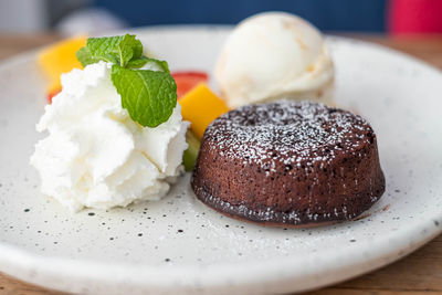 Close-up of ice cream in plate