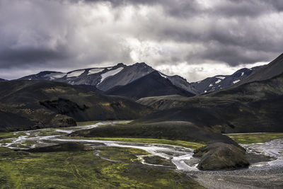 Scenic view of mountains against sky