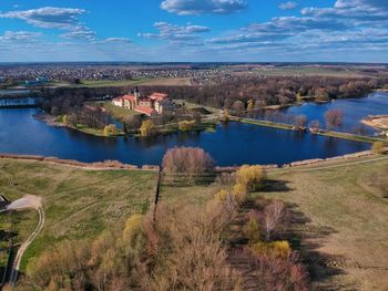 Scenic view of lake against sky