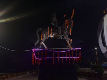 Illuminated light painting at night