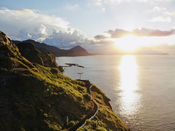 Scenic view of sea against sky during sunset
