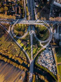 Aerial view of roads in city