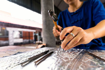 Man working on table