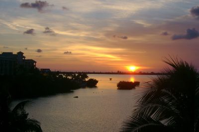 Scenic view of sea at sunset
