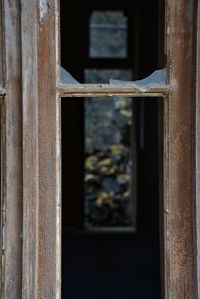 Close-up of window on door