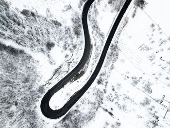 High angle view of bicycle by river