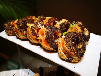 High angle view of food in plate on table