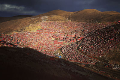 High angle view of townscape against sky
