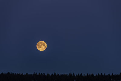 Low angle view of moon against clear sky at night