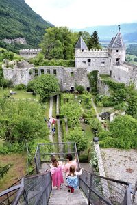 High angle view of historical building