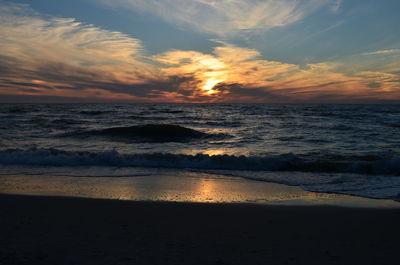 Scenic view of sea at sunset