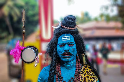Portrait of man in shiva costume
