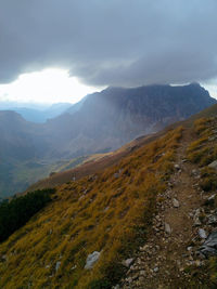 Scenic view of mountains against sky